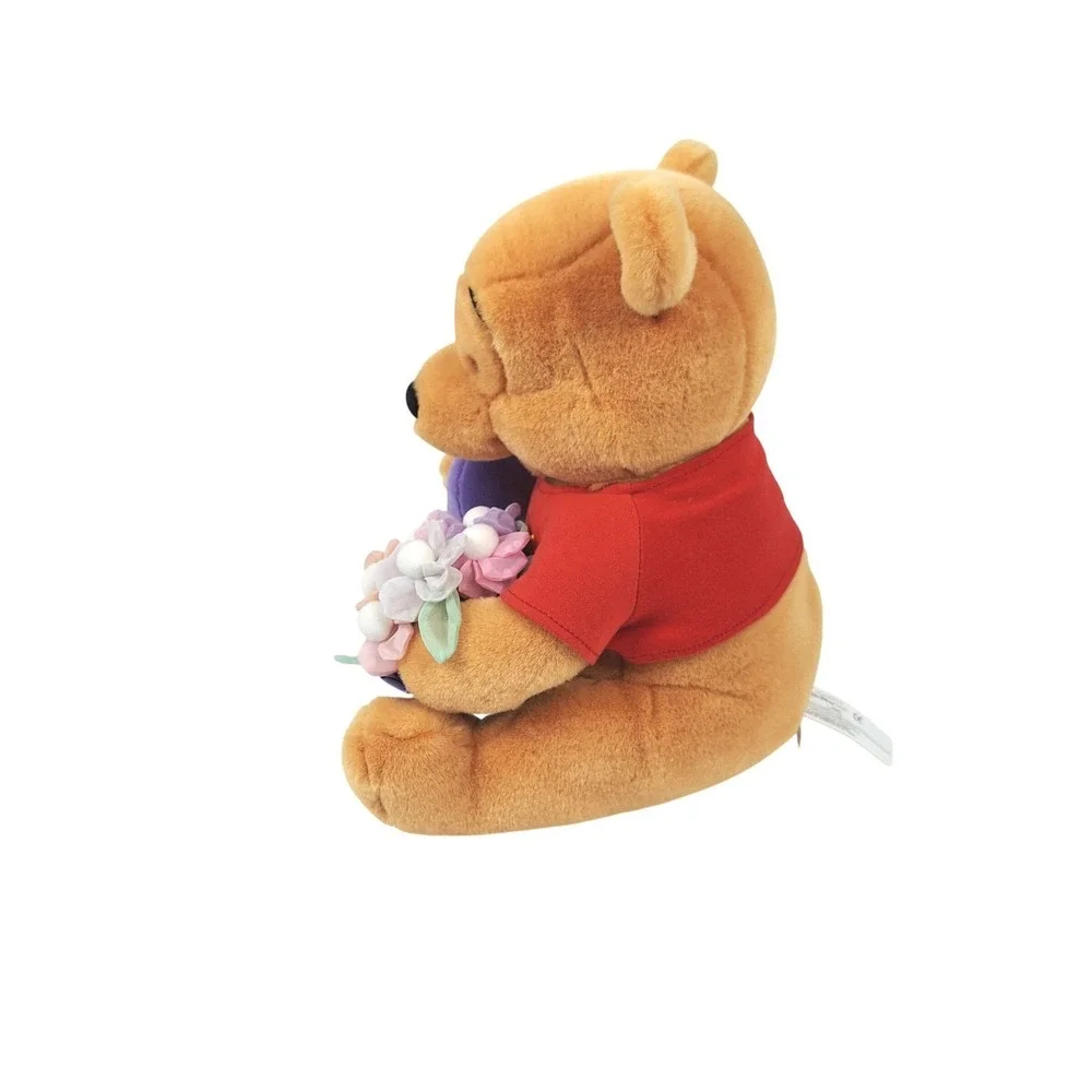 Disney Winnie the Pooh Plush Heart‎ and Flowers Bouquet Red Shirt Stuffed Animal
